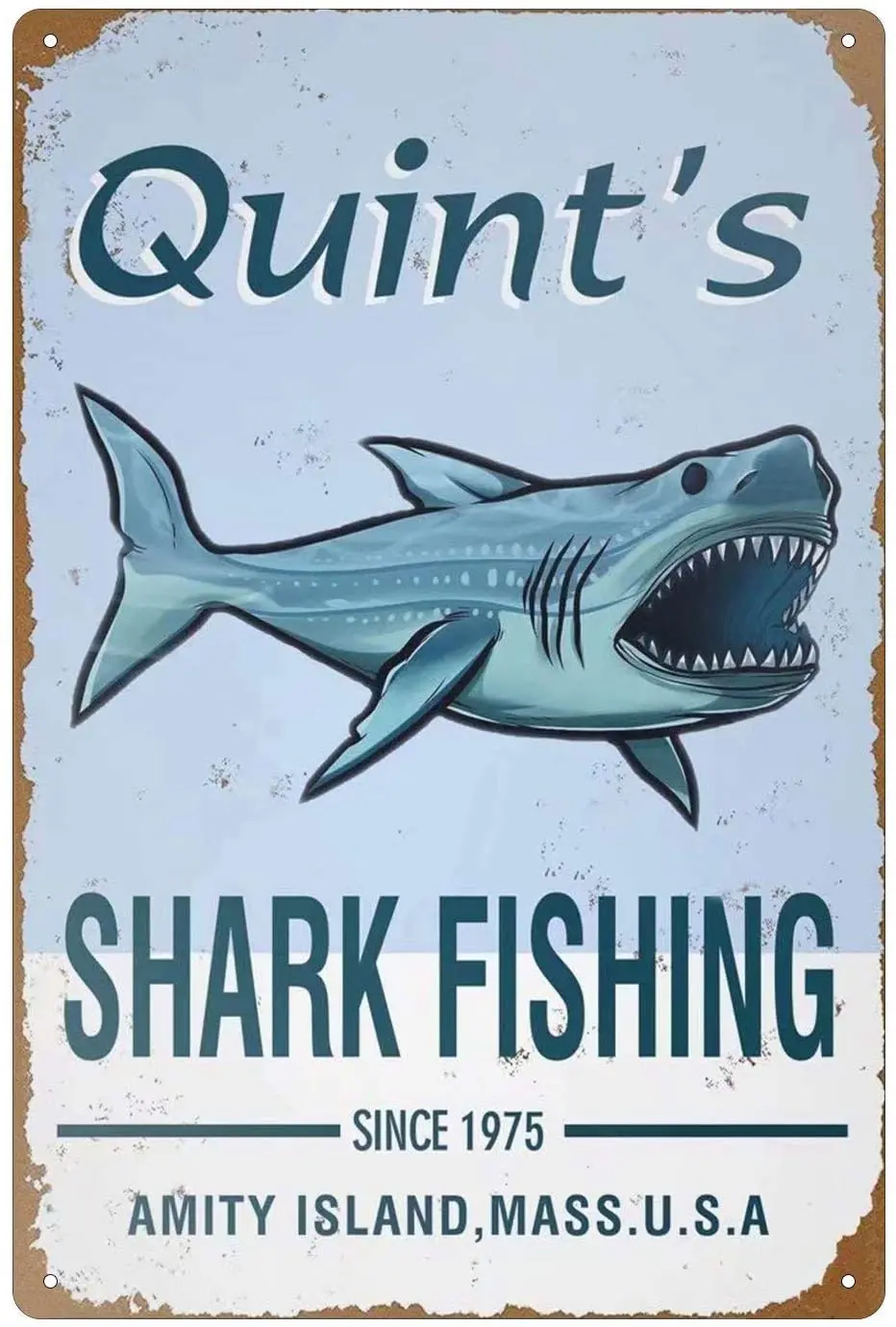 Quint Shark Fishing Wall Decor Art Tin Sign Group Therapy Practiced Here Vintage Metal Tin 8x12 inch
Quint Shark Fishing Wall Decor Art Tin Sign Group Therapy Practiced Here Vintage Metal Tin 8x12 inch