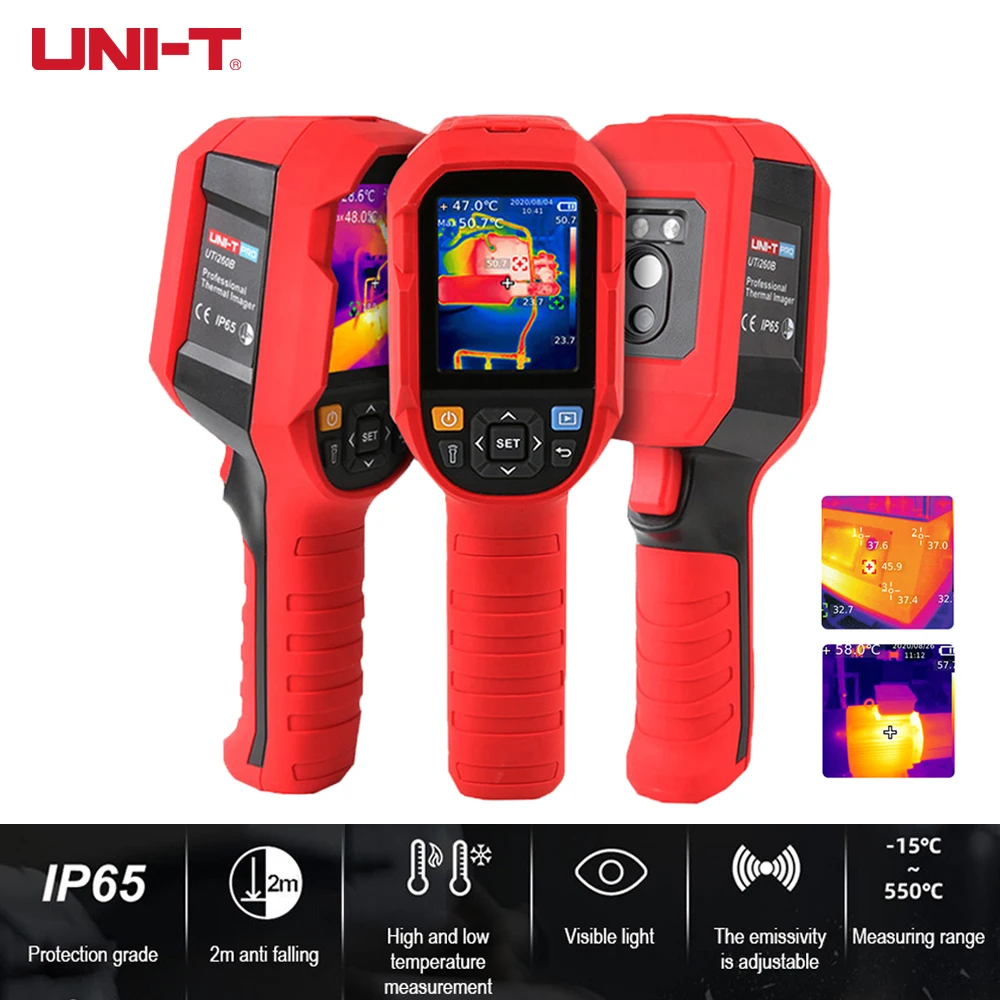 UTi260B Infrared Thermal Imager -15~550°C Handheld Industrial Thermal Imaging Camera USB Infrared Thermometer 256*192 Pixel
UTi260B Infrared Thermal Imager -15~550°C Handheld Industrial Thermal Imaging Camera USB Infrared Thermometer 256*192 Pixel