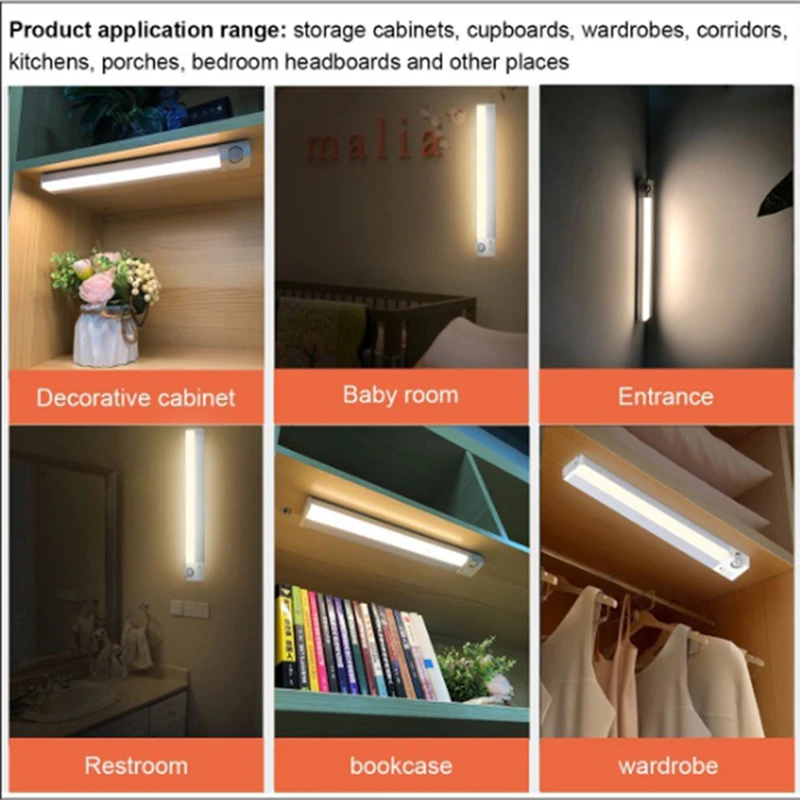 PIR LED Motion Sensor Light USB Recharge Cupboard Wardrobe Bed Lamp LED Under Cabinet Night Light For Closet Stairs Kitchen
PIR LED Motion Sensor Light USB Recharge Cupboard Wardrobe Bed Lamp LED Under Cabinet Night Light For Closet Stairs Kitchen