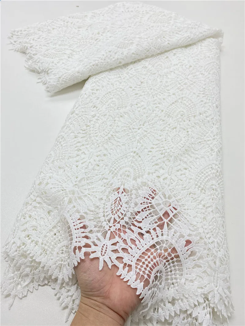 White African Guipure Lace Fabric 2021 High Quality Lace Nigerian Milk Silk Lace Fabrics Embroidery For Party NI5133-1
White African Guipure Lace Fabric 2021 High Quality Lace Nigerian Milk Silk Lace Fabrics Embroidery For Party NI5133-1