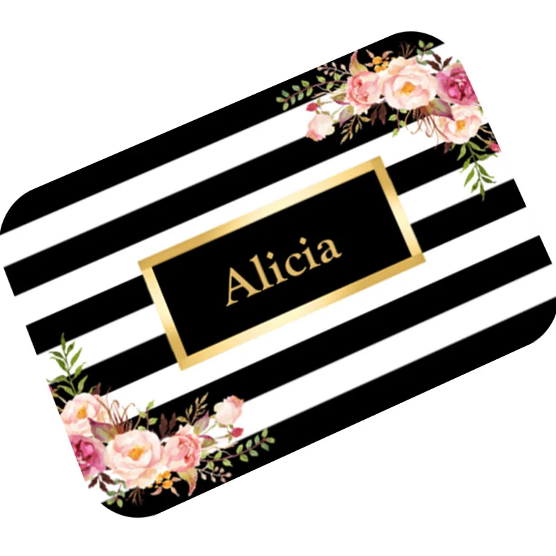 Trendy Floral Black White Striped Welcome Doormat Custom Name Door Mat for Bathroom Kitchen Personalised Rug Carpet Home Decor
Trendy Floral Black White Striped Welcome Doormat Custom Name Door Mat for Bathroom Kitchen Personalised Rug Carpet Home Decor