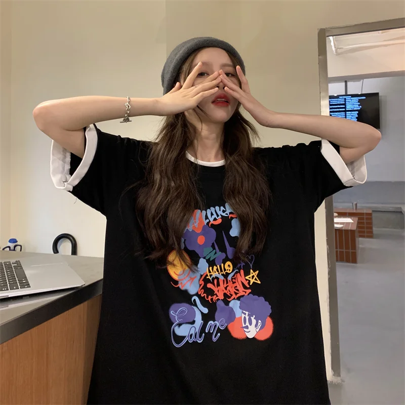 Harajuku Tide Girl Loose Casual All-Match Short Sleeve Tees Fashion O-Neck Chic Patchwork Printing T-Shirts Female Summer Tops N
Harajuku Tide Girl Loose Casual All-Match Short Sleeve Tees Fashion O-Neck Chic Patchwork Printing T-Shirts Female Summer Tops N