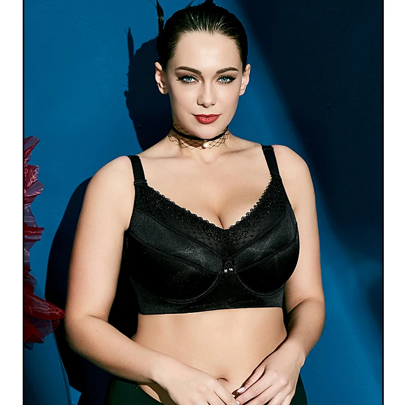 Women's Smooth Plus Size Underwire Non Padded Full Cup Lace Balconette Bra 75 80 85 90 95 100 105 B C D E F G H I J | Женская одежда
