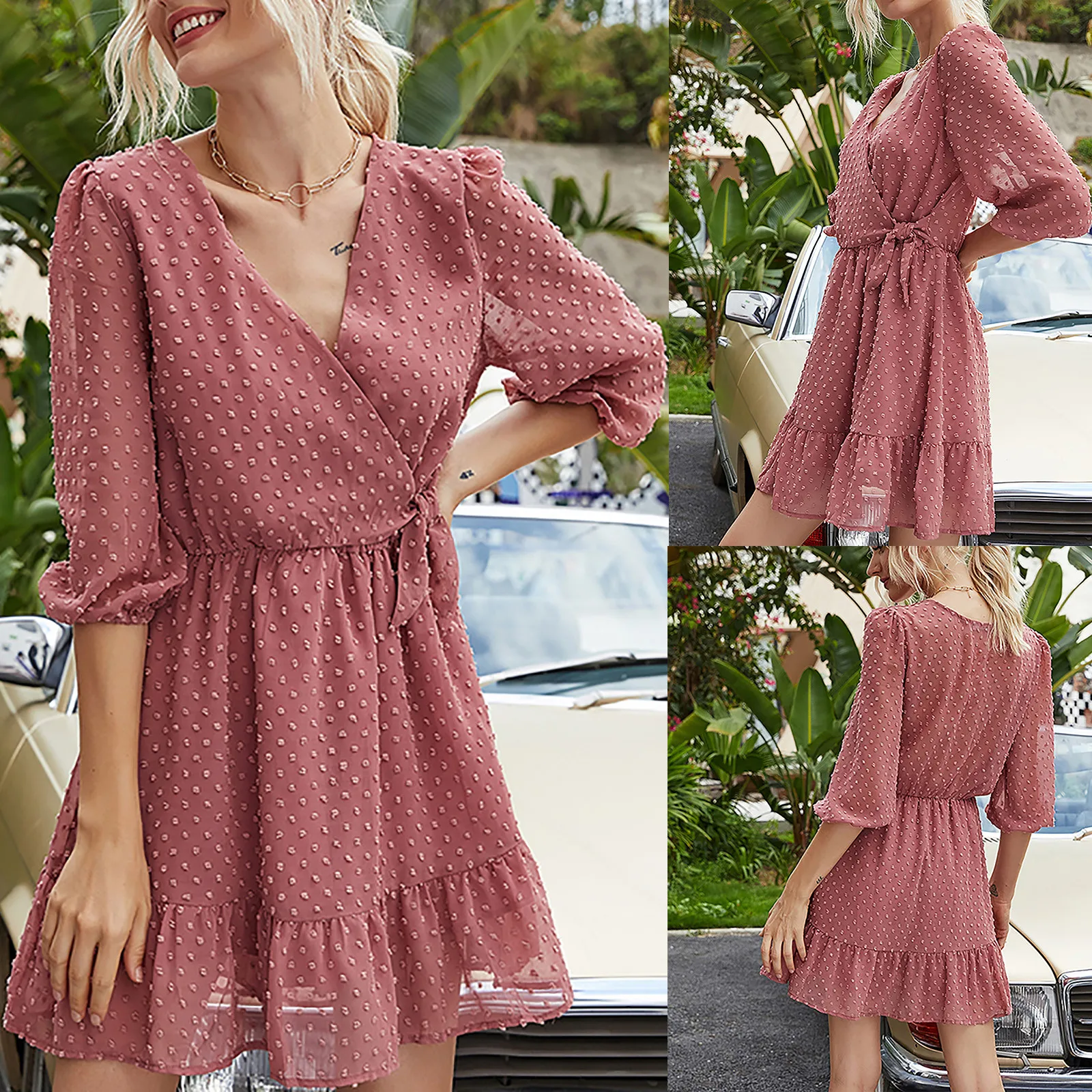 Women Dress Sashes Office Lady Elegant Spring Autumn Printing V-neck Casual Fashion Half Sleeve Draped Splicing Mini
Women Dress Sashes Office Lady Elegant Spring Autumn Printing V-neck Casual Fashion Half Sleeve Draped Splicing Mini