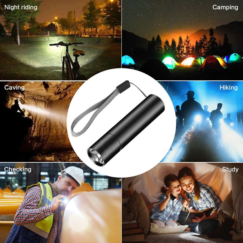 Super Bright Mini LED Flashlight USB Rechargeable Telescopic Zoom 3 Modes Portable Night Lighting OutdoorI PX6 Waterproof
Super Bright Mini LED Flashlight USB Rechargeable Telescopic Zoom 3 Modes Portable Night Lighting OutdoorI PX6 Waterproof