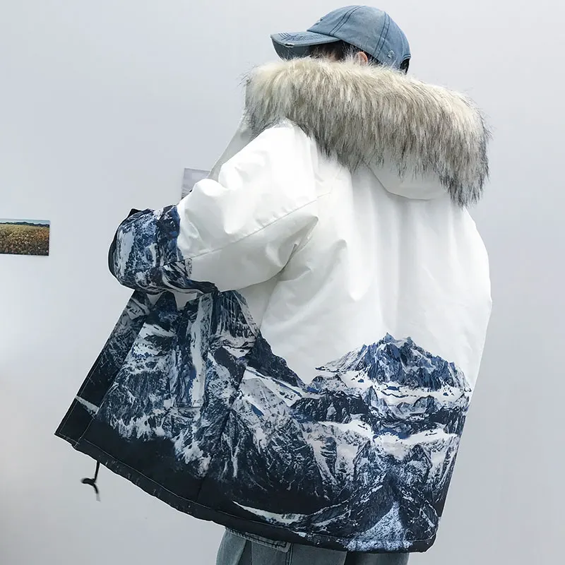 2021 Winter Winter Large Size Snow Mountain Printed Fur Collar Hooded Loose Men's Jacket
2021 Winter Winter Large Size Snow Mountain Printed Fur Collar Hooded Loose Men's Jacket