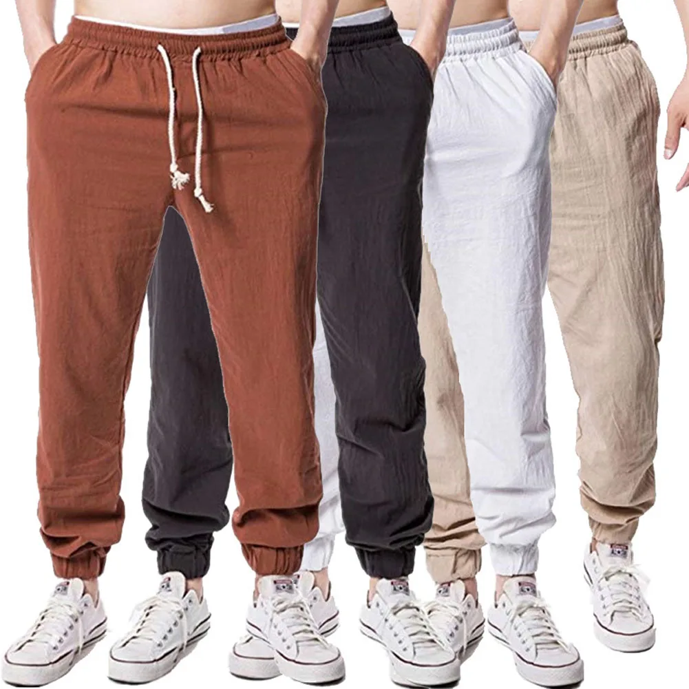 Men’s Training Trousers Jogger Pants Casual Sports Run Bike Loose Wear Lace-up Exercise Clothes Slimming Male Bottoms | Спорт и