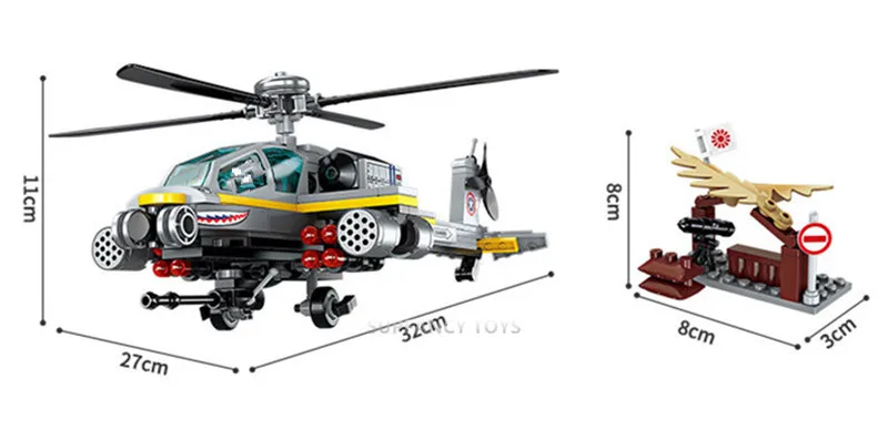 Крупный самолет аэробас 280 штук военный вертолет Апачи модель кирпича