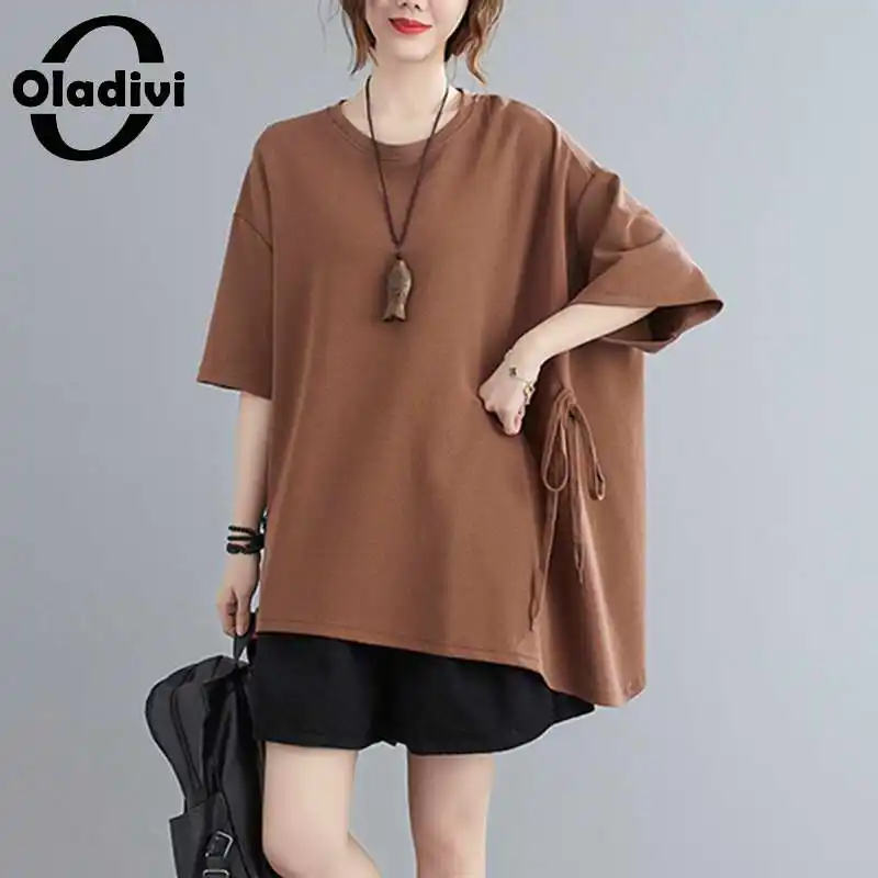 Oladivi Oversized Clothing Casual Loose Solid Tshirt Women's Short Sleeve Basic Tee Shirts Lady Summer Simple Top Tunic 4XL 5XL
Oladivi Oversized Clothing Casual Loose Solid Tshirt Women's Short Sleeve Basic Tee Shirts Lady Summer Simple Top Tunic 4XL 5XL