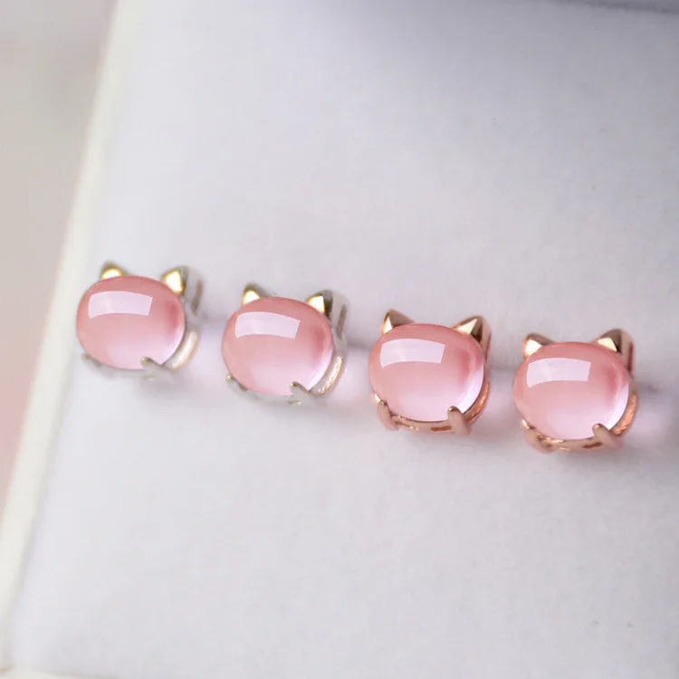 Exquisite Cute Silver Plated Pink Gems Crystal Stud Earrings Rose Gold Color Gems Women's Cat Earrings Birthday Gifts Jewelry
Exquisite Cute Silver Plated Pink Gems Crystal Stud Earrings Rose Gold Color Gems Women's Cat Earrings Birthday Gifts Jewelry
