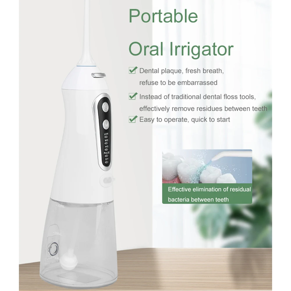 Ирригатор полости рта с емкостью 300 мл, портативный Электрический Стоматологический Ирригатор для воды, зубная нить с USB зарядкой, устройство для очистки зубов, устройство для промывки 1400 мАч 
Ирригатор полости рта с емкостью 300 мл, портативный Электрический Стоматологический Ирригатор для воды, зубная нить с USB зарядкой, устройство для очистки зубов, устройство для промывки 1400 мАч
