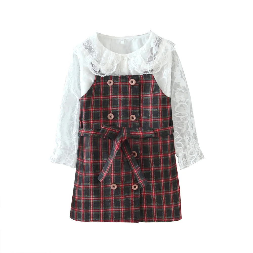 Girls Clothes 2020 Spring and Autumn New Girls Suits Casual Lace Lapel Long-sleeved Top + Plaid Strap Skirt Two Pieces 2-6 Years
Girls Clothes 2020 Spring and Autumn New Girls Suits Casual Lace Lapel Long-sleeved Top + Plaid Strap Skirt Two Pieces 2-6 Years