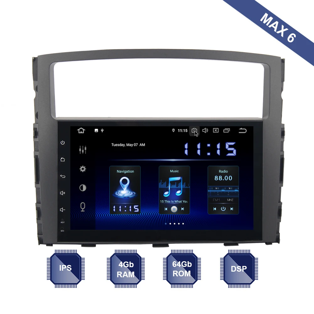 Автомобильный радиоприемник 2 Din GPS Navi для Mitsubishi Pajero V97 V93 2006 2011 Android 9 0 Авто PX6 DSP IPS HDMI