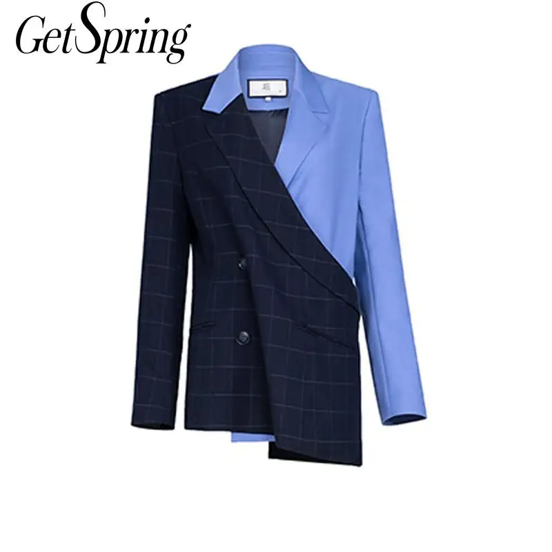 GetSpring Women Blazer Plaid Patchwork Suit Blazer Single Breasted Long Sleeve Ladies Blazer Coat Asymmetric Women's Suit Jacket
GetSpring Women Blazer Plaid Patchwork Suit Blazer Single Breasted Long Sleeve Ladies Blazer Coat Asymmetric Women's Suit Jacket