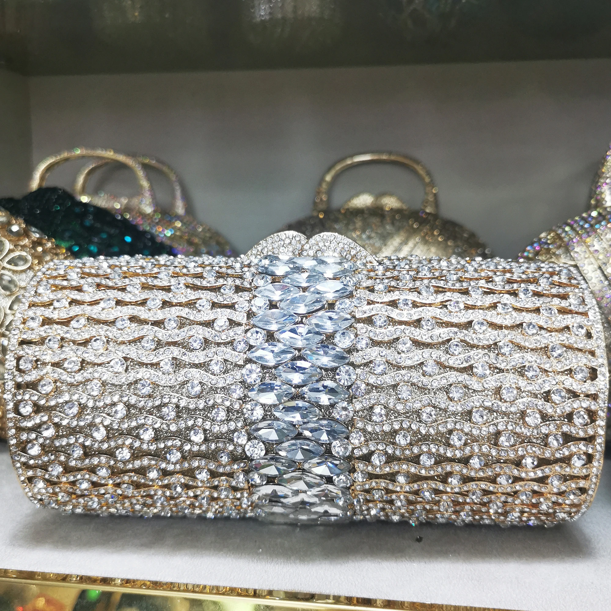 

xiyuan evening clutch Diamond Women Evening Minaudiere Bag Metal Crystal Clutches bag Wedding Handbags Bridal Party Cocktail Bag