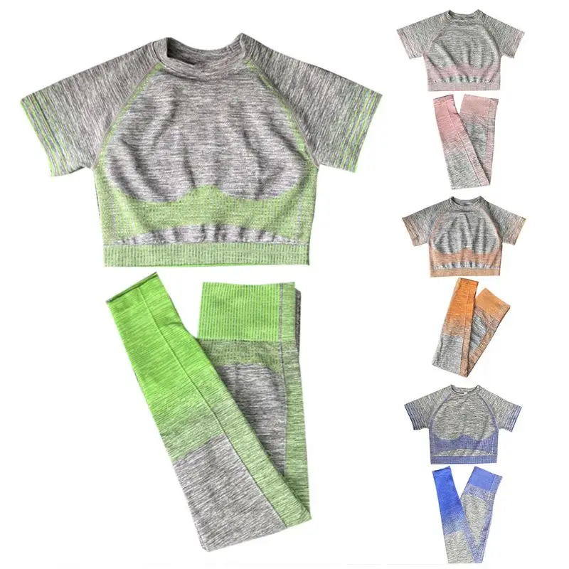 Women 2 Piece Workout Outfits Set Short Sleeve Crop Top Butt Lift Leggings Pants Colorblock Seamless Knit Yoga Tracksuit
Women 2 Piece Workout Outfits Set Short Sleeve Crop Top Butt Lift Leggings Pants Colorblock Seamless Knit Yoga Tracksuit