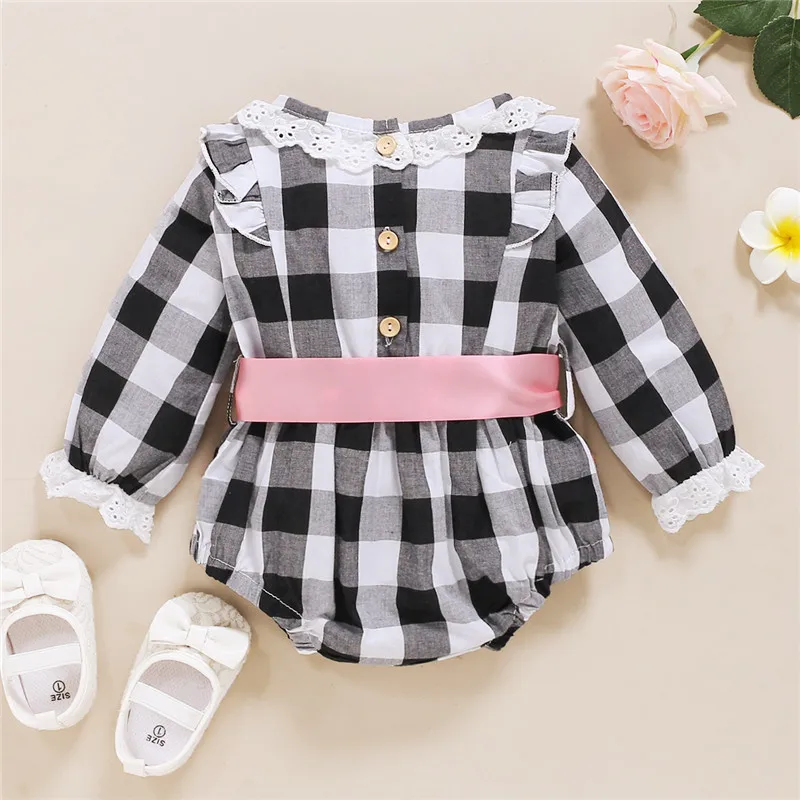 Baby Girl Fashion Plaid Lace Detailed Bodysuit with Sashes 0-18M Newborn Infant Autumn Casual Cotton Long Sleeve O Neck Jumpsuit
Baby Girl Fashion Plaid Lace Detailed Bodysuit with Sashes 0-18M Newborn Infant Autumn Casual Cotton Long Sleeve O Neck Jumpsuit
