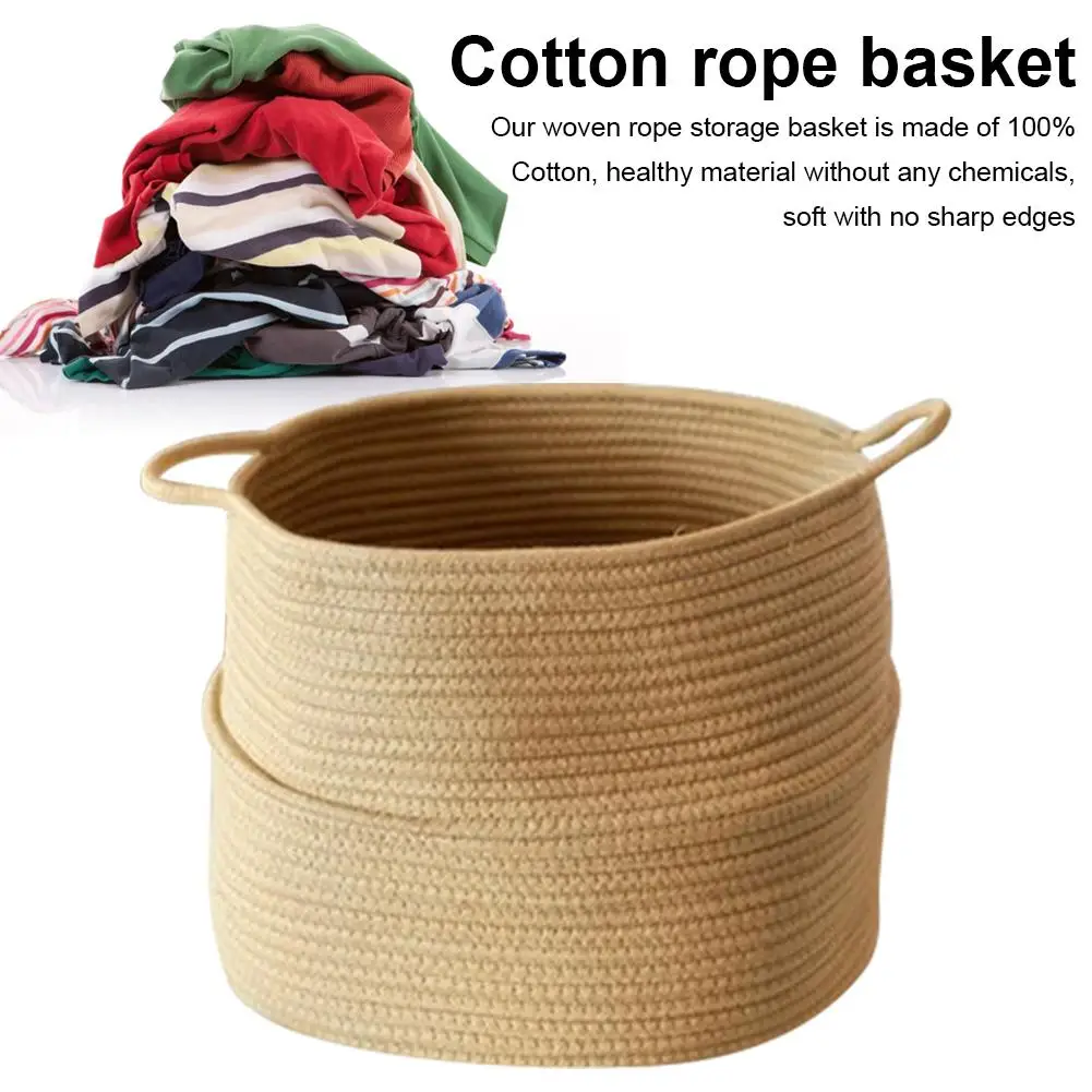 Household Cotton Rope Basket With Handle For Baby Laundry Basket Toy Storage Blanket Storage Nursery Basket Soft Storage Bins
Household Cotton Rope Basket With Handle For Baby Laundry Basket Toy Storage Blanket Storage Nursery Basket Soft Storage Bins
