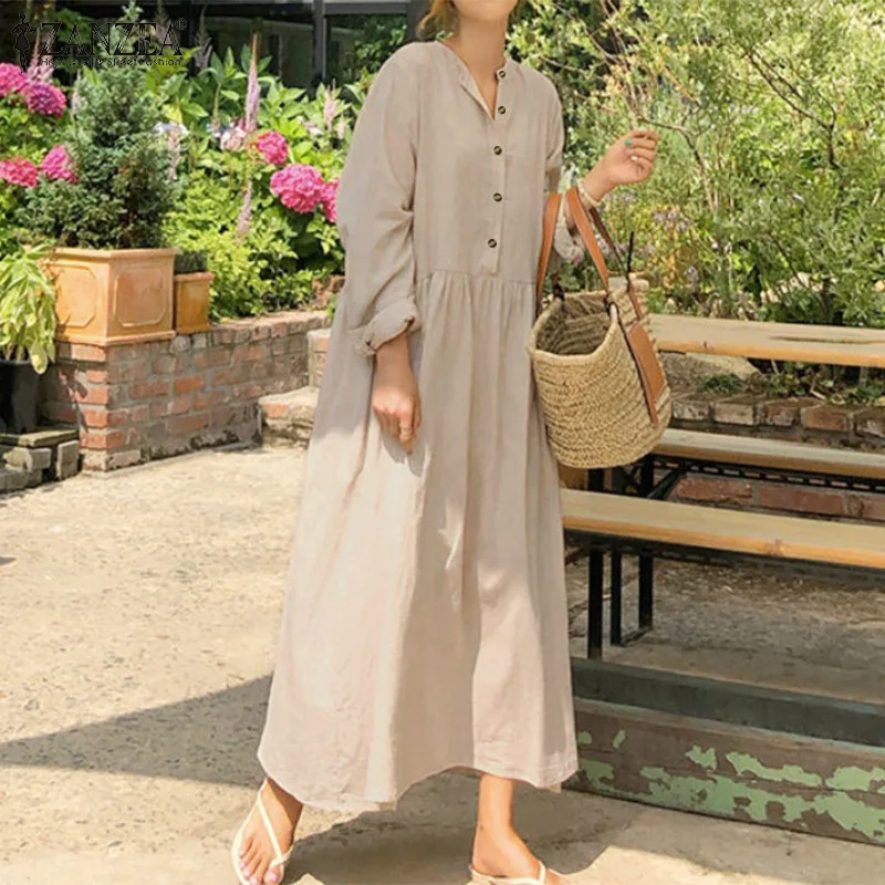 Elegant Button Shirt Dress Women's Spring Sundress ZANZEA 2020 Casual Long Sleeve Maxi Vestidos Female Baggy Robe Plus Size 5XL
Elegant Button Shirt Dress Women's Spring Sundress ZANZEA 2020 Casual Long Sleeve Maxi Vestidos Female Baggy Robe Plus Size 5XL