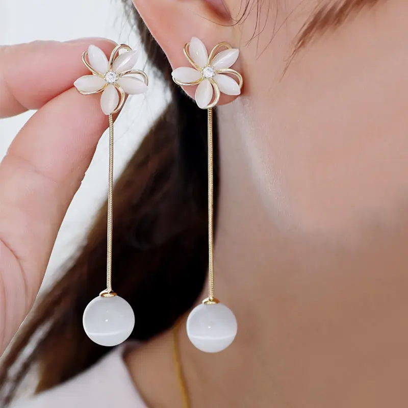 Opal earring female 925 silver temperament advanced long style flower eardrop earrings
Opal earring female 925 silver temperament advanced long style flower eardrop earrings