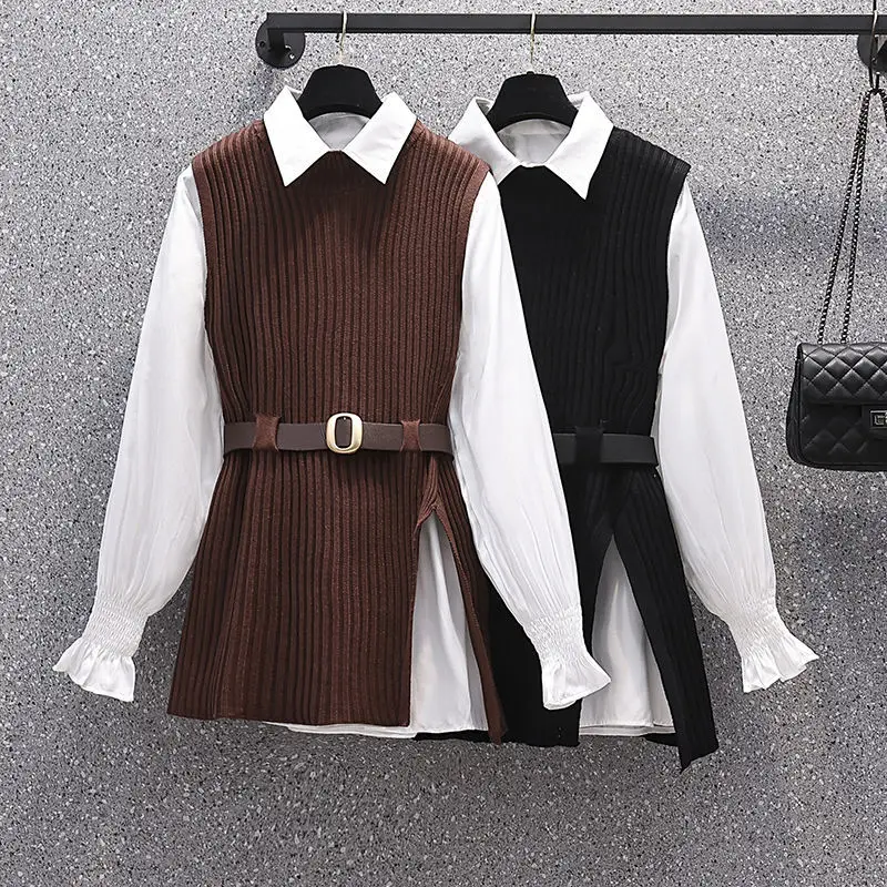 Wooden ear cuff shirt belt split knit waistcoat two-piece female 2021 spring new sweater
Wooden ear cuff shirt belt split knit waistcoat two-piece female 2021 spring new sweater