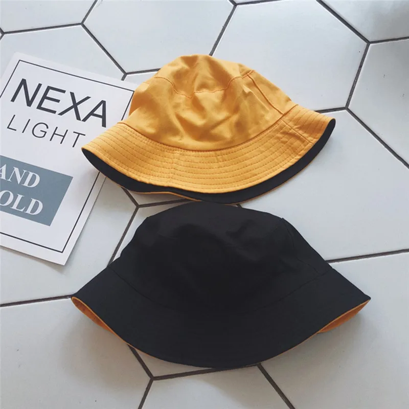

Imixlot 2019 Fashion Chic Solid Color Double-sided Bucket Hat Fisherman Hat Outdoor Sun-proof All-match Hat for Unisex