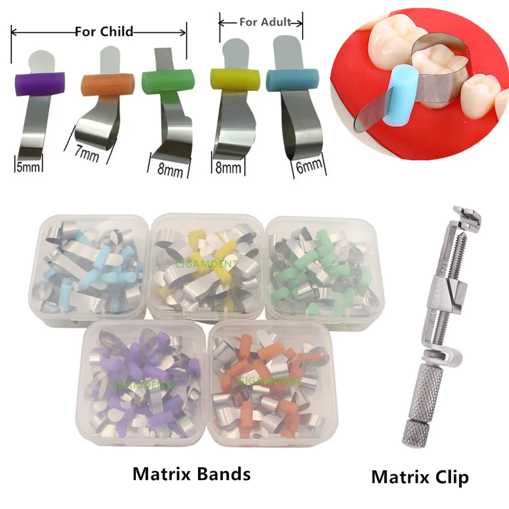 

Dental Tofflemire Matrix Bands Ring Clip Retainer Sectional Contoured Matrices Composite Filling Instruments Forming Sheet