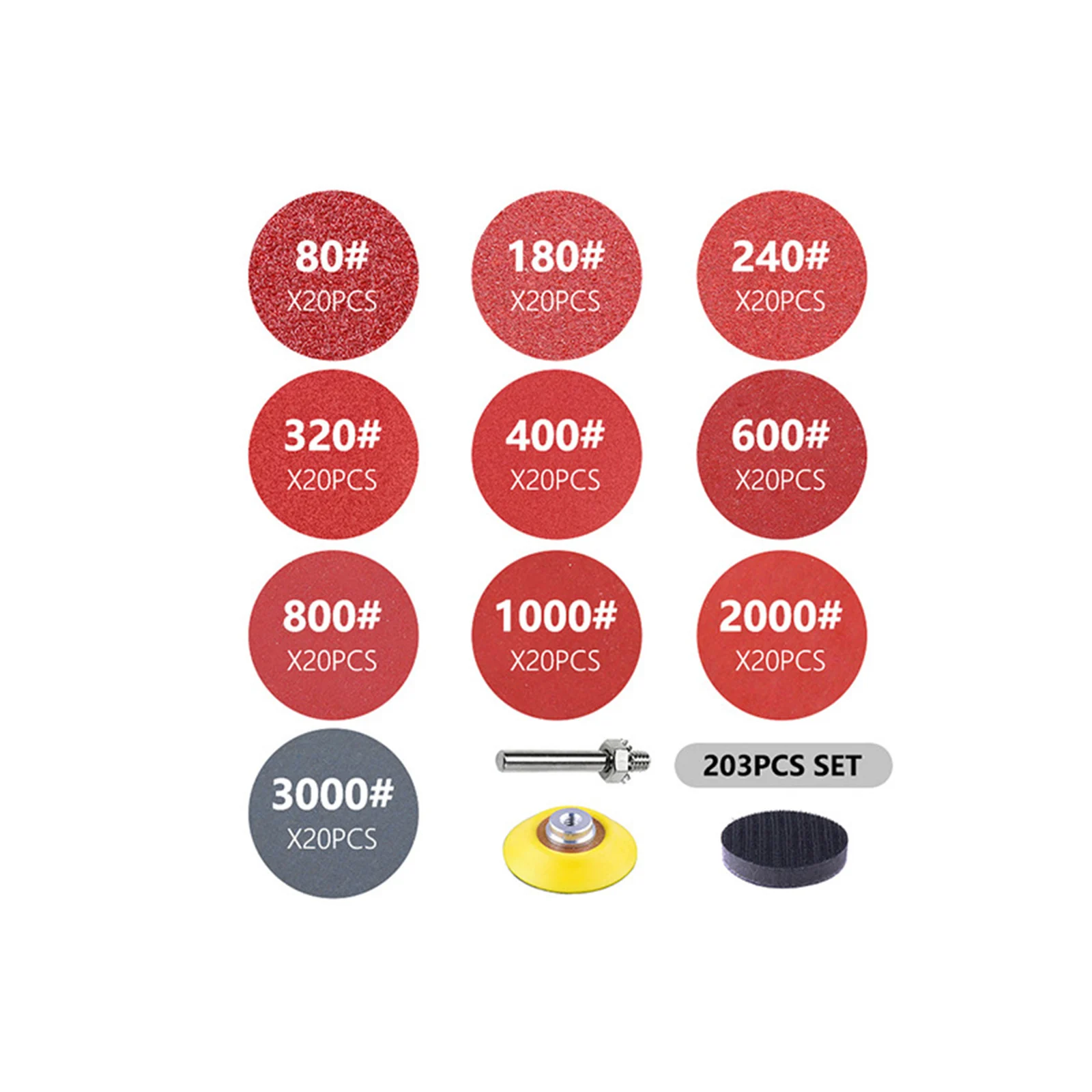 203 шт., магнитные шлифовальные диски 80/180/240/320/400/600/800/1000/2000/3000/Grits
203 шт., магнитные шлифовальные диски 80/180/240/320/400/600/800/1000/2000/3000/Grits