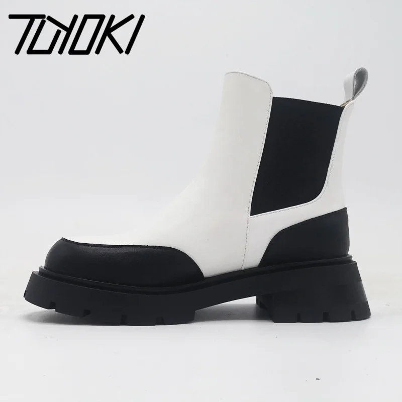 

Tuyoki Real Leather Ankle Boots For Women Fashion Platform Winter Shoes Woman Short Boot Office Lady Footwear Size 34-40