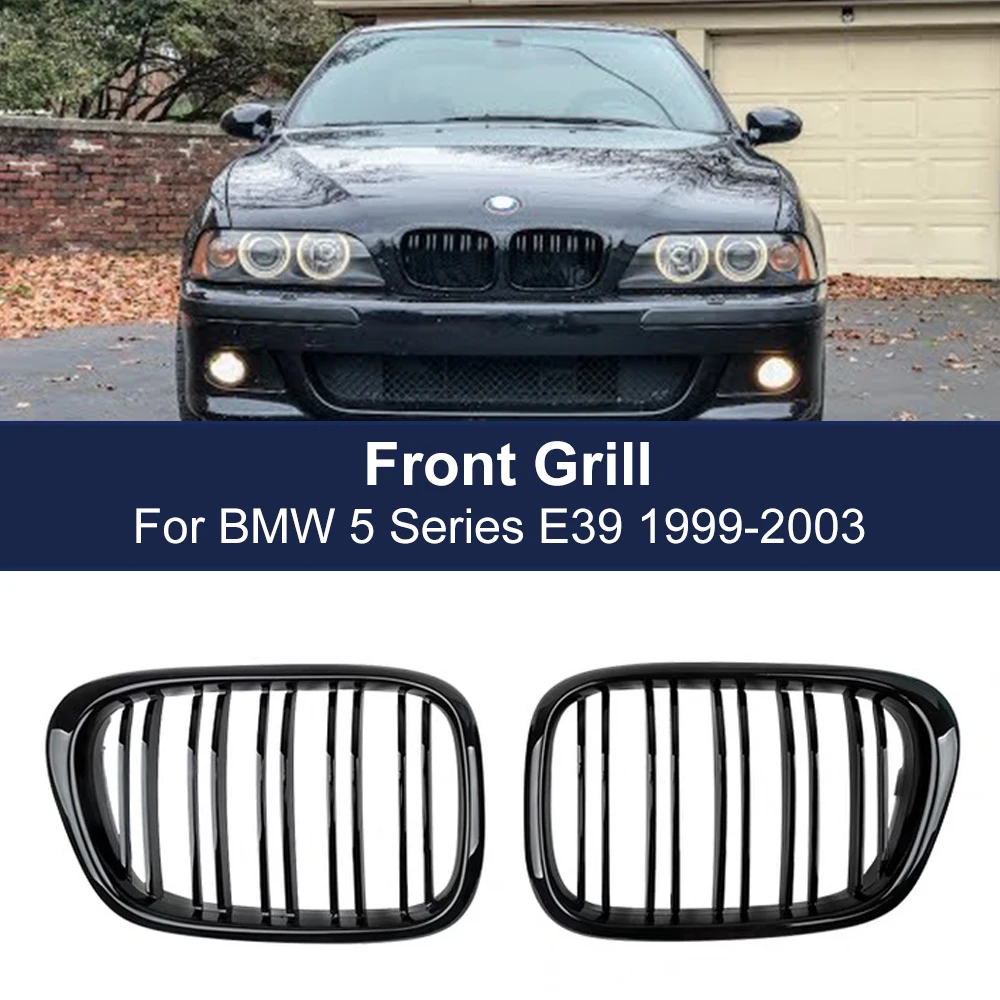 One Pair Car Front Bumper Kidney Grille Dual Line Slat For BMW E39 5-Series 525 528 95-04 Matte Glossy Black Replacement Parts
One Pair Car Front Bumper Kidney Grille Dual Line Slat For BMW E39 5-Series 525 528 95-04 Matte Glossy Black Replacement Parts