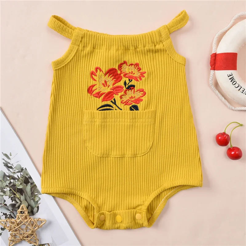 Baby Summer Casual Yellow Bodysuit,Fashion Flower Embroidery U-Neck Sleeveless Bodysuit with Pocket, 0-12 Months
Baby Summer Casual Yellow Bodysuit,Fashion Flower Embroidery U-Neck Sleeveless Bodysuit with Pocket, 0-12 Months