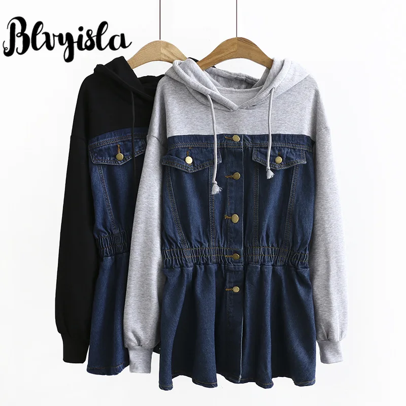 Asia 4XL Oversize Cotton Patchwork Denim Hoody Tops Women Special Chic Slim Waist Hoodies Plus Size Sweatshirts
Asia 4XL Oversize Cotton Patchwork Denim Hoody Tops Women Special Chic Slim Waist Hoodies Plus Size Sweatshirts