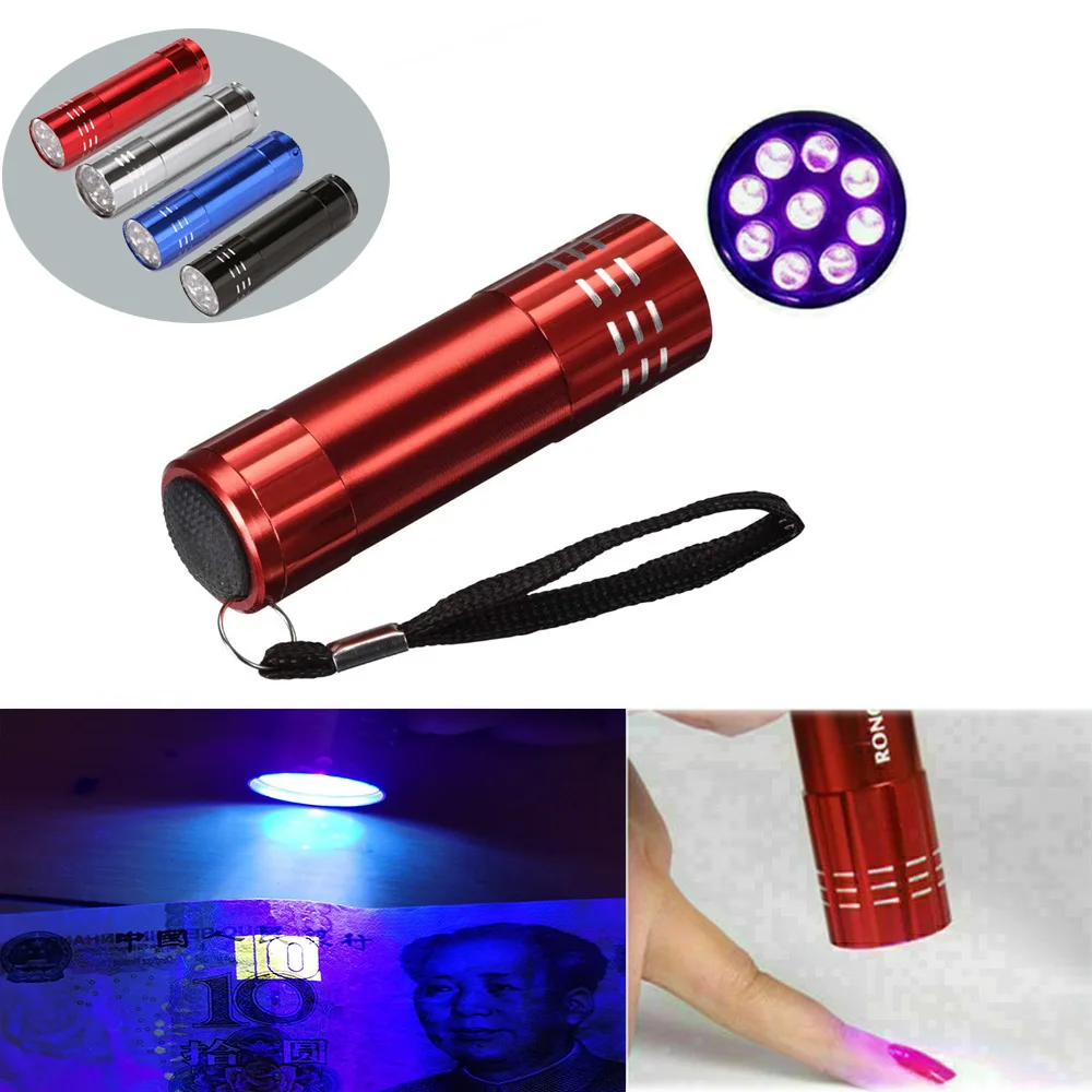 2x Special portable Mini 395 nm 9 LED UV Flashlight Fluorescent agent detection pen Purple light money detector pen Detect food
2x Special portable Mini 395 nm 9 LED UV Flashlight Fluorescent agent detection pen Purple light money detector pen Detect food