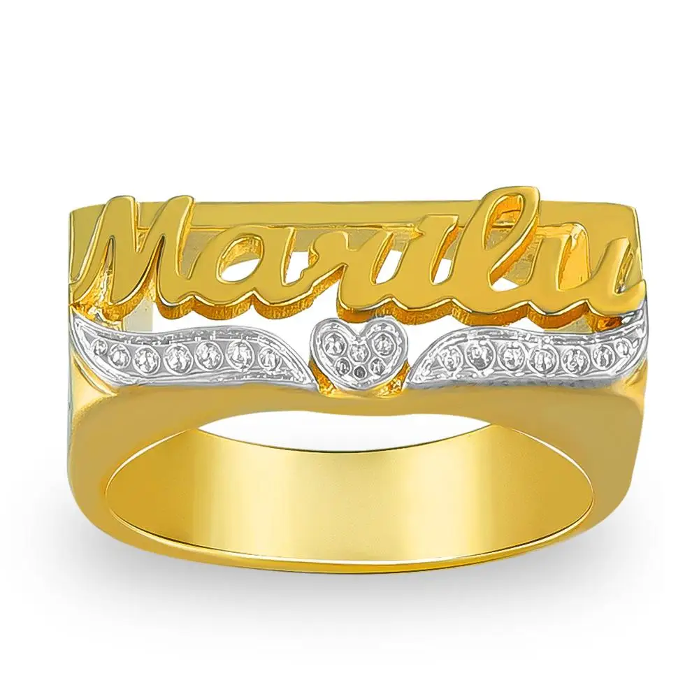 Two Tone with Heart Gold Plated Personalized Name Ring Hip Hop Custom Name Ring Women Gift
Two Tone with Heart Gold Plated Personalized Name Ring Hip Hop Custom Name Ring Women Gift