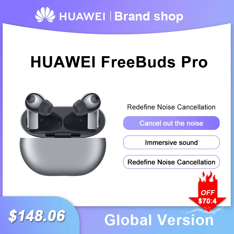 

Оригинальный глобальная версия HUAWEI Freebuds Pro Smartearphone Qi, Беспроводная зарядка, функция ANC для Mate 40 Pro P30 Pro
