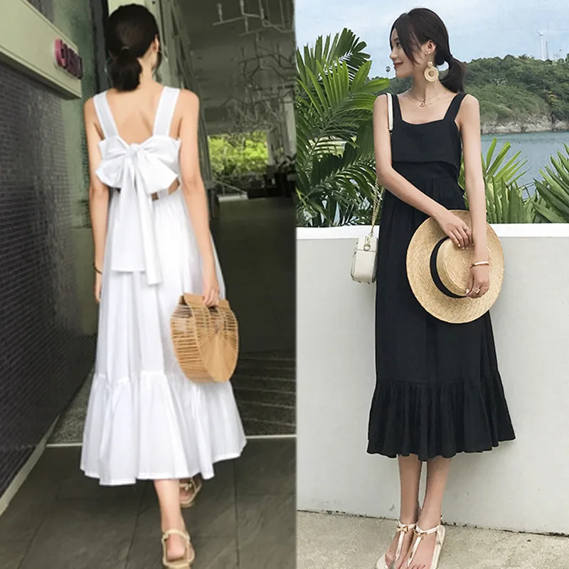 Summer Women White Backless Long Party Strap Dress Sleeveless Casual Vacation Elegant Runway Korean Beach Dresses Sundress Black
Summer Women White Backless Long Party Strap Dress Sleeveless Casual Vacation Elegant Runway Korean Beach Dresses Sundress Black