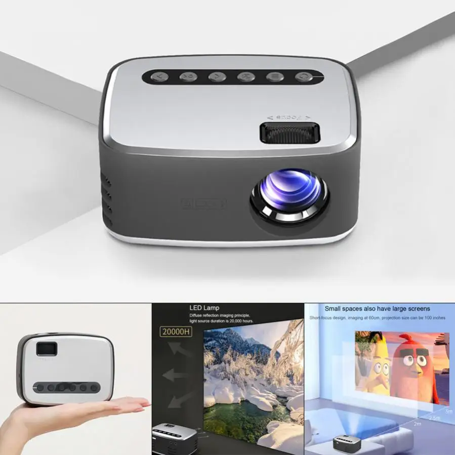 T20 Mini Projector Home LED Portable Video Player Cinema Miniature Projector Small Projector 1080P HD Projection
T20 Mini Projector Home LED Portable Video Player Cinema Miniature Projector Small Projector 1080P HD Projection
