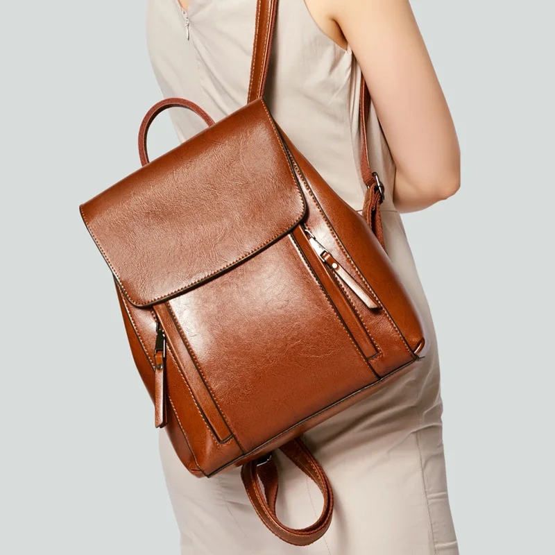 

Модный женский рюкзак из натуральной кожи, сумка на плечо из воловьей кожи, большой школьный ранец для девочек-подростков