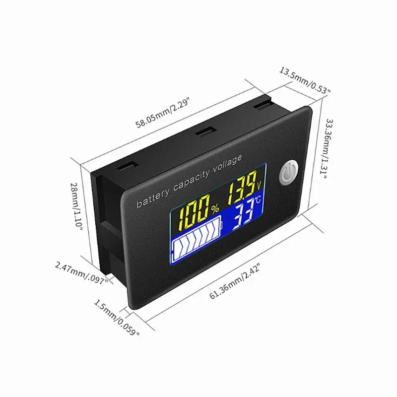 35ED DC 10V~100V Li-ion Lifepo4 Lead acid Battery Capacity Indicator with Alarm Temp
35ED DC 10V~100V Li-ion Lifepo4 Lead acid Battery Capacity Indicator with Alarm Temp