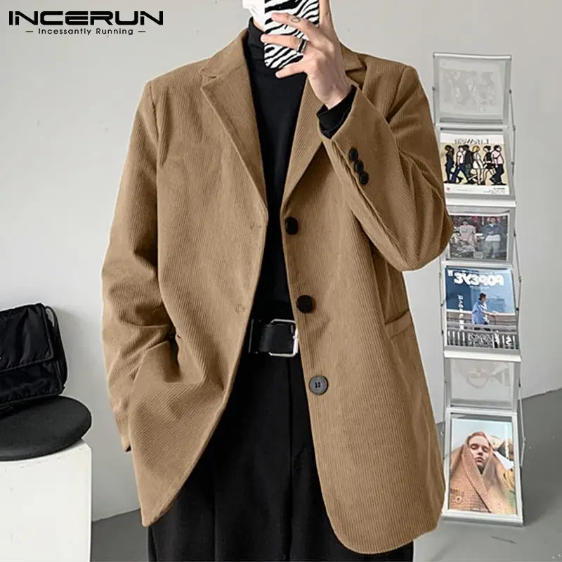 2021 Vintage Men Blazer Corduroy Solid Color Lapel Long Sleeve Streetwear Autumn Suits Men Button Casual Coats S-5XL INCERUN
2021 Vintage Men Blazer Corduroy Solid Color Lapel Long Sleeve Streetwear Autumn Suits Men Button Casual Coats S-5XL INCERUN