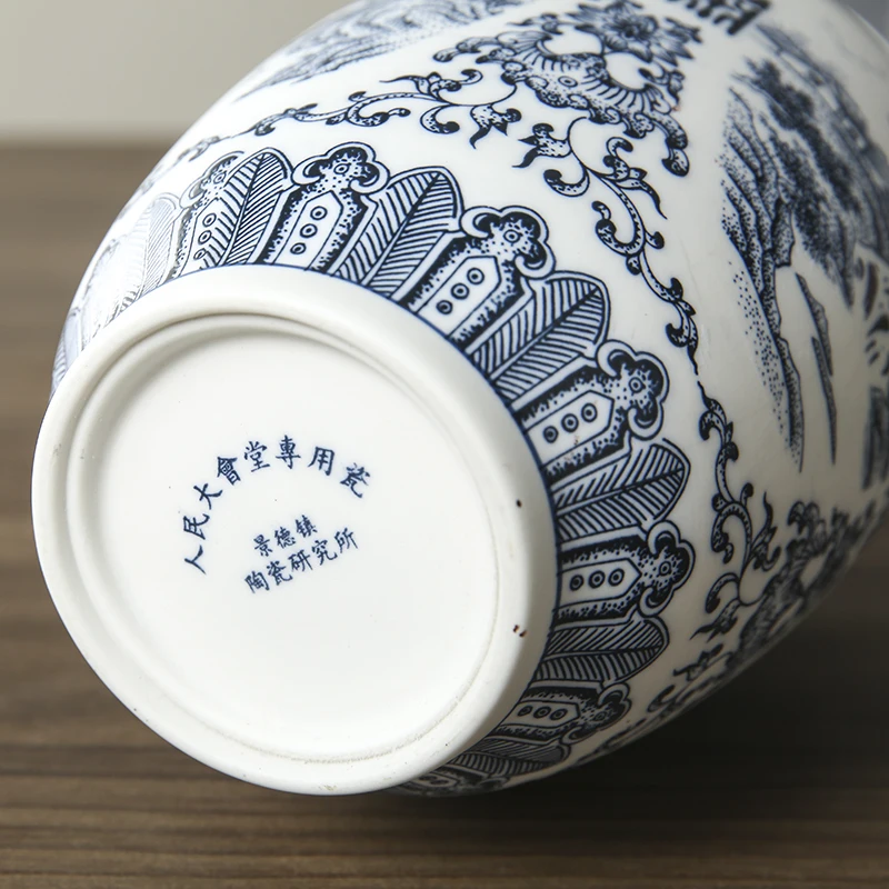 

JINGDEZHEN CERAMIC VASE RETRO-ANCIENT LANDSCAPE DUMB BLUE AND WHITE PORCELAIN FLOWER ARRANGEMENT SMALL DRY FLOWER VASE PORCELAIN