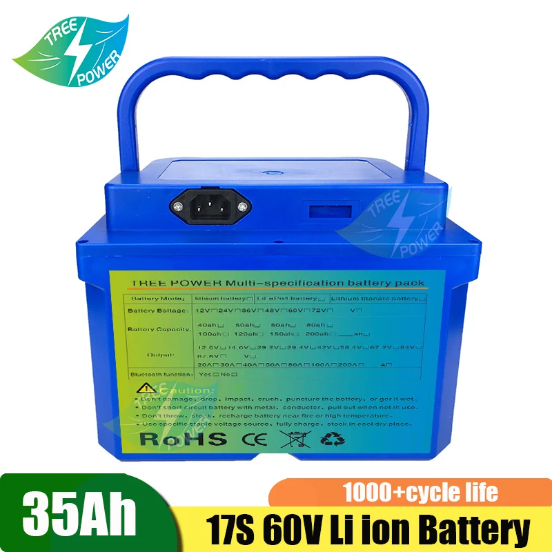 17S 60v 35ah lithium ion battery pack 62.9v for electric bike motorcycle e-scooter 
17S 60v 35ah lithium ion battery pack 62.9v for electric bike motorcycle e-scooter