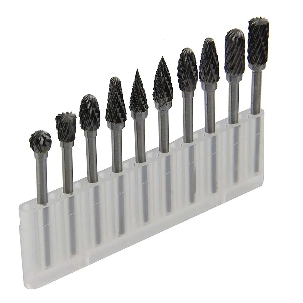 10pcs 1/8" Shank Tungsten Solid Carbide Rotary Files Diamond Burrs Set Rotary Tool for Woodworking Drilling Carving Engraving
10pcs 1/8" Shank Tungsten Solid Carbide Rotary Files Diamond Burrs Set Rotary Tool for Woodworking Drilling Carving Engraving