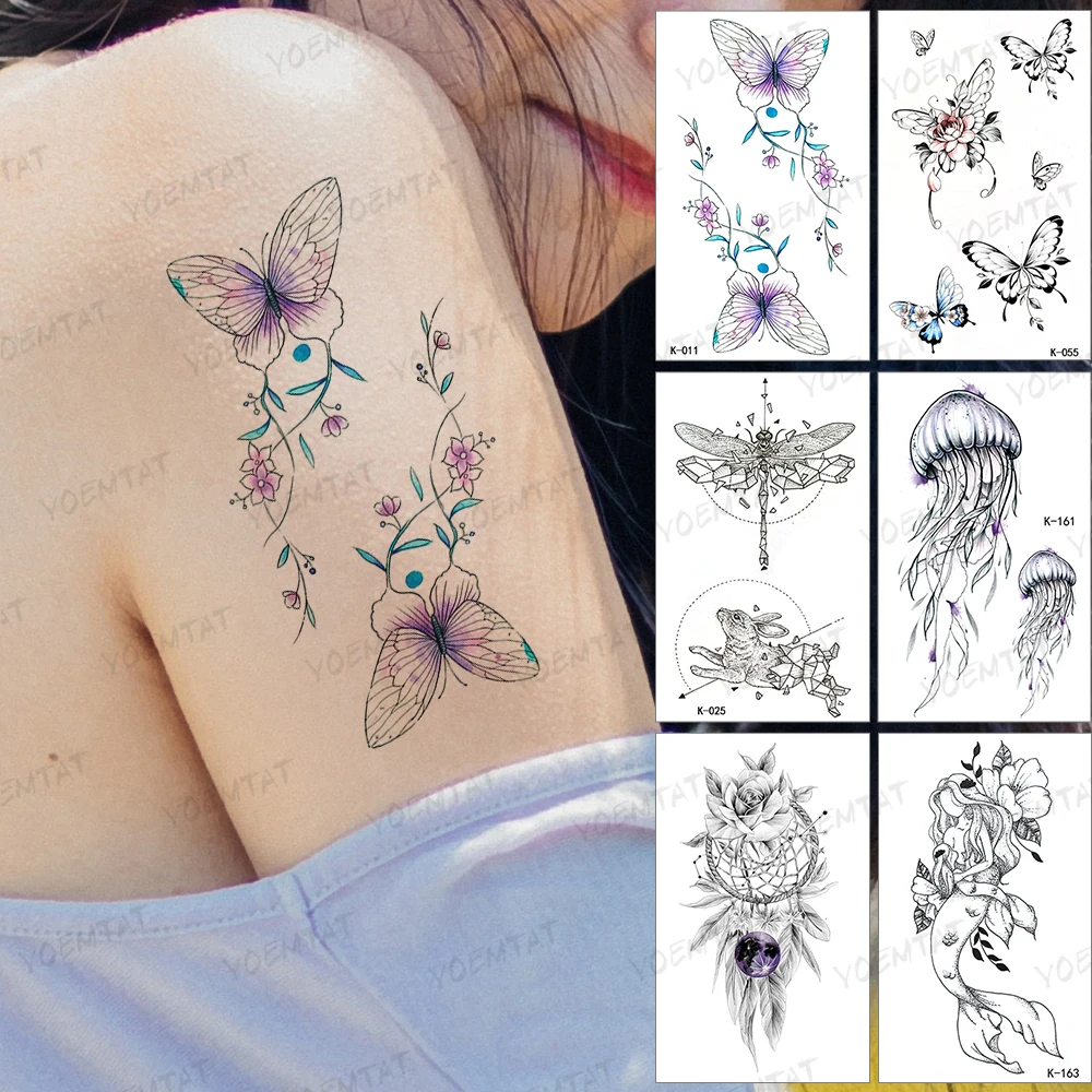 Waterproof Temporary Tattoo Sticker Sea Jellyfish Flash Tatoo Purple Butterfly Universe Arm Wrist Fake Tatto For Body Art Women 
Waterproof Temporary Tattoo Sticker Sea Jellyfish Flash Tatoo Purple Butterfly Universe Arm Wrist Fake Tatto For Body Art Women