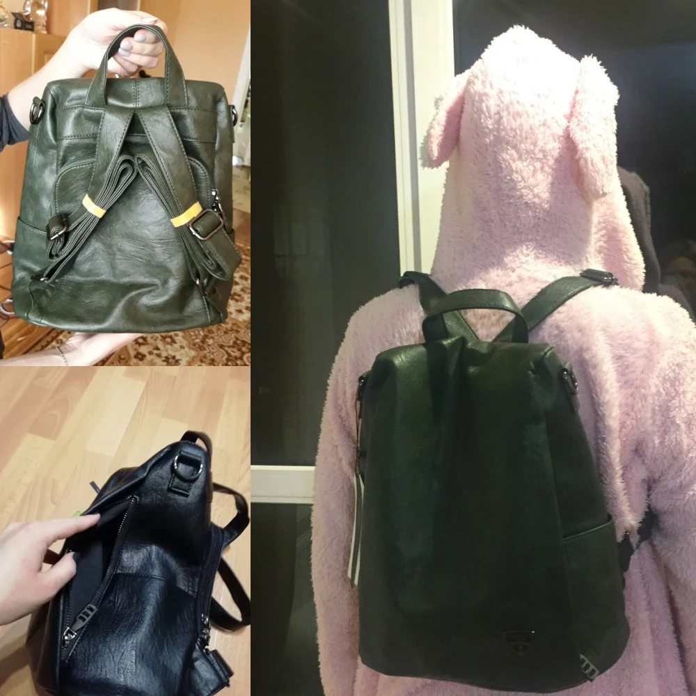 Черный женский рюкзак из искусственной кожи сумка Ptgirl с защитой от кражи высокое