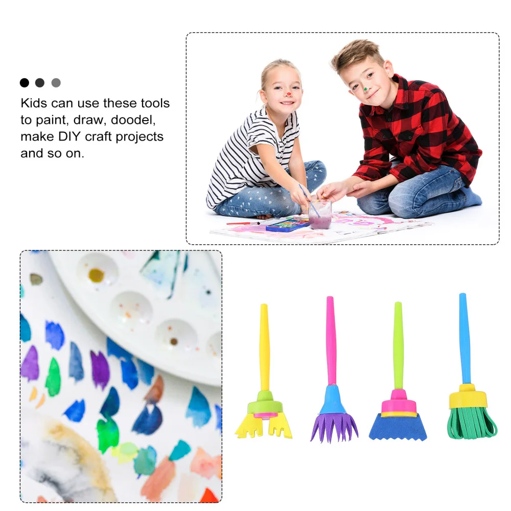 4Pcs Kids Sponge Painting Brushes Lovely Drawing Tools Art Doodling Brushes 
4Pcs Kids Sponge Painting Brushes Lovely Drawing Tools Art Doodling Brushes