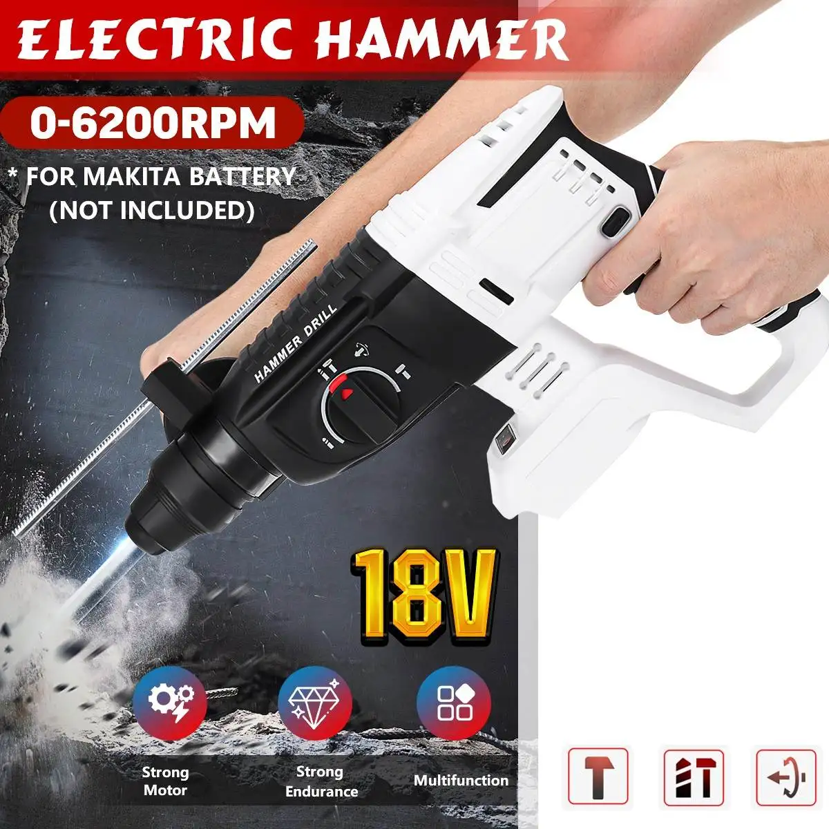 rechargeable brushless cordless rotary White hammer drill Impact Function electric Hammer impact drill For 18V Makita battery
rechargeable brushless cordless rotary White hammer drill Impact Function electric Hammer impact drill For 18V Makita battery