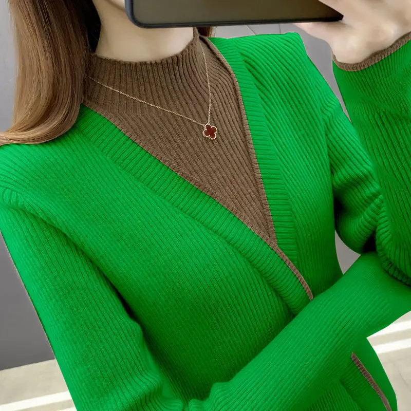 New Fashion Fake Two Pieces Plus Fleece Warm Sweater Women Autumn Winter Half-Turtleneck Knitted Bottoming Shirt Pullover KW1086
New Fashion Fake Two Pieces Plus Fleece Warm Sweater Women Autumn Winter Half-Turtleneck Knitted Bottoming Shirt Pullover KW1086