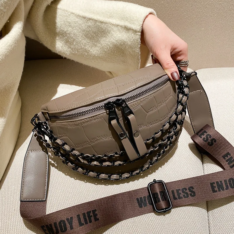 2021 Hot Sale Solid Leather Shoulder Chest Bag Women Trendy Small Saddle Bag Designer Double Zipper Crossbody Bag Chain Handbags
2021 Hot Sale Solid Leather Shoulder Chest Bag Women Trendy Small Saddle Bag Designer Double Zipper Crossbody Bag Chain Handbags