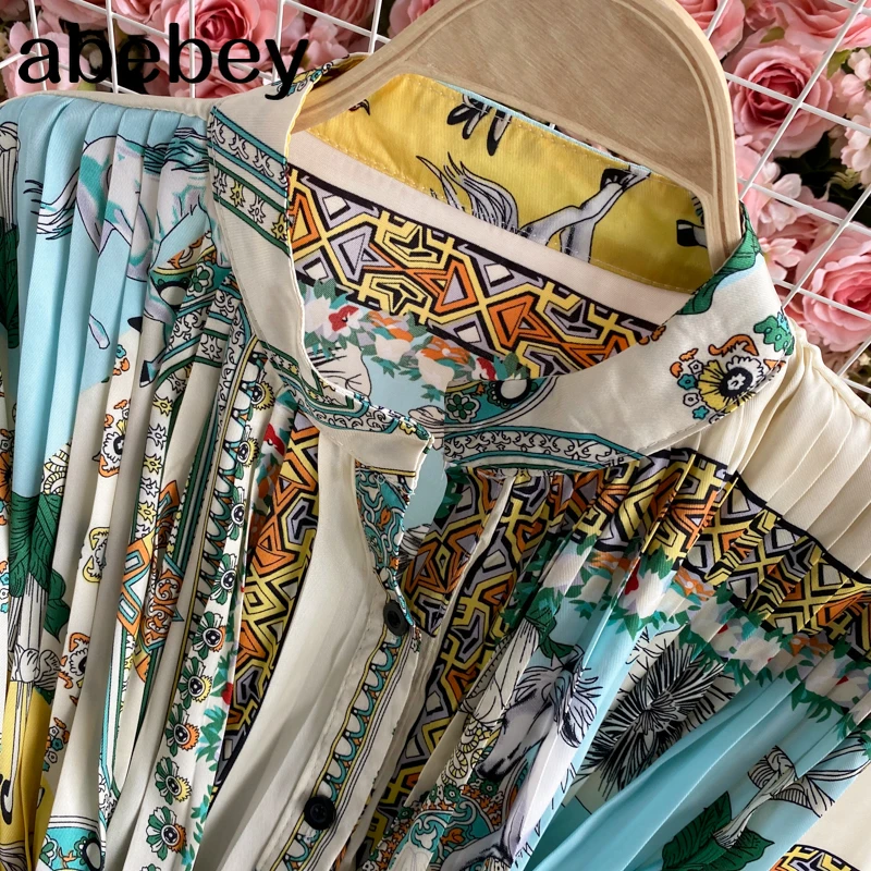 Women Court Wind Print Maxi Dress stand Neck Puff Sleeve Button A-line Dresses Spring Elegant Retro Streetwear Long Dress
Women Court Wind Print Maxi Dress stand Neck Puff Sleeve Button A-line Dresses Spring Elegant Retro Streetwear Long Dress